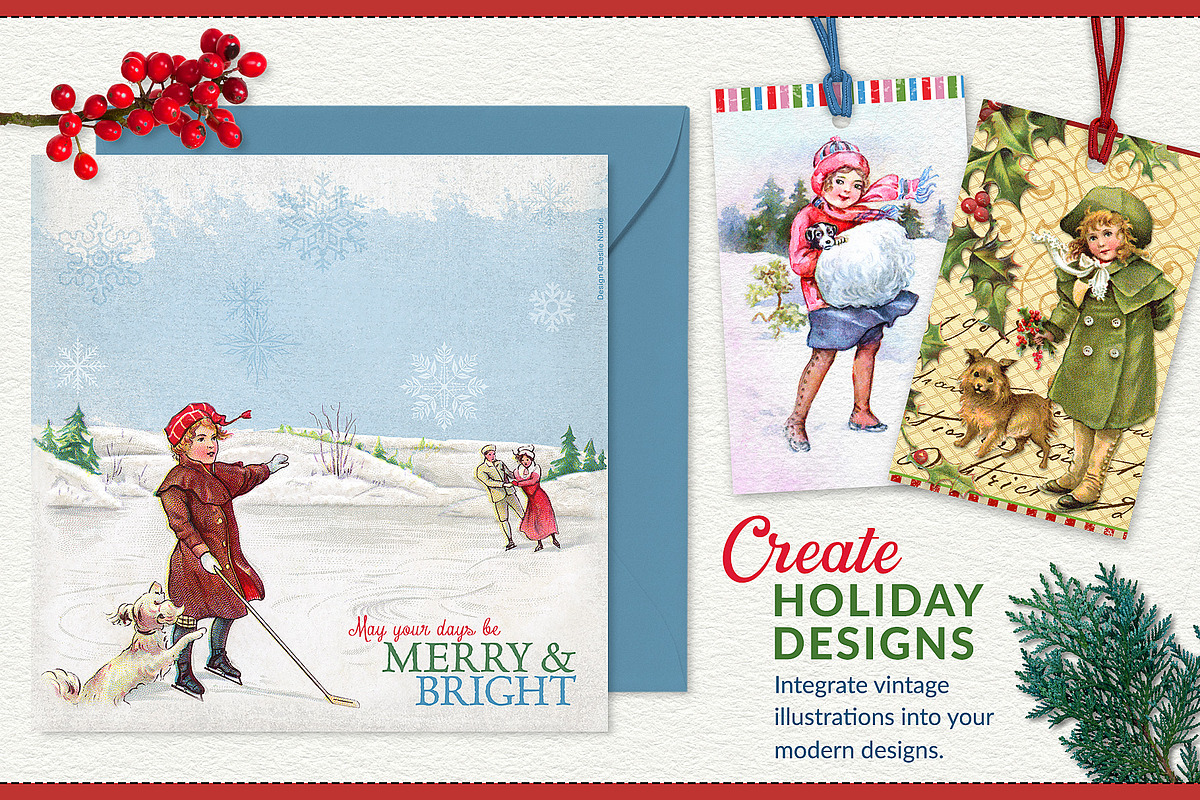Complete Vintage Christmas Graphics, a Seasonal Illustration by French Kiss Collections (Photo 10 of 28)