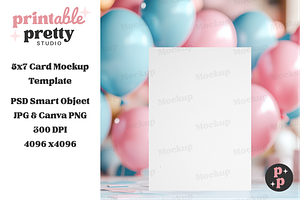 Balloon Card Mockup PSD 5x7, a Product Mockup by Printable Pretty Studio