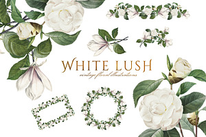 White Floral Clipart, Wreath, Frames