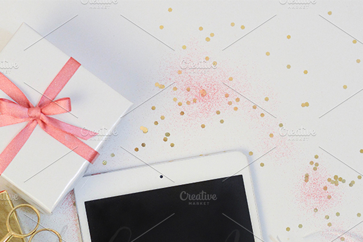 Gifts and Ipad Styled Desktop, an iPad Mockup by The Ginger Snaps Co