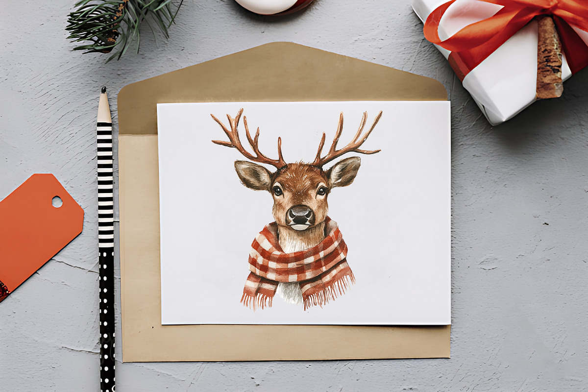 Quirky Christmas Reindeer Clip Arts, an Illustration by RobertsArt (Photo 2 of 7)