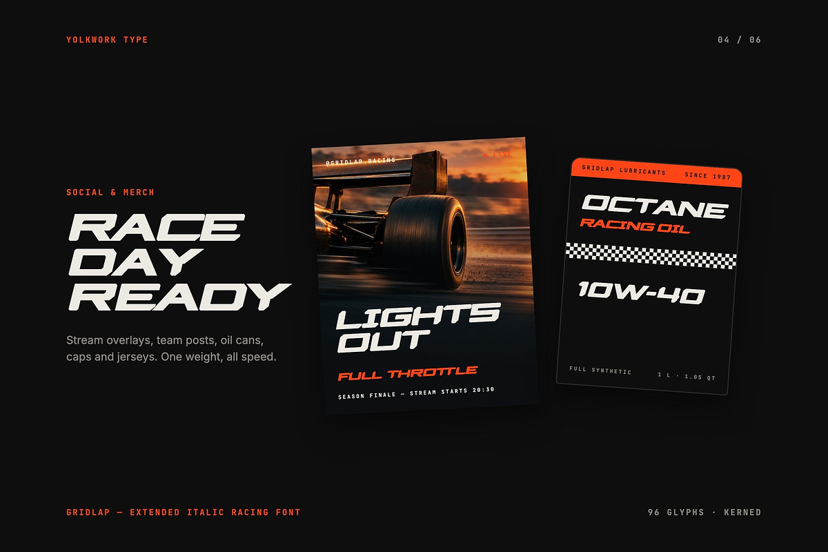 Gridlap – Racing Display Font, a Sans Serif Font by Yolk Vibes (Photo 4 of 6)