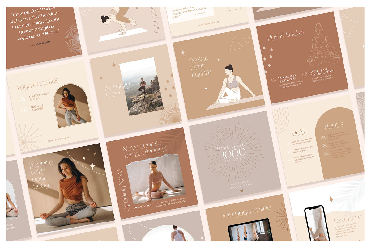 Yoga Instagram Templates for Canva