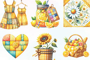 Yellow Patchwork Summer Clipart, an Illustration by CraftArtStudio (Thumbnail 2 of 6)