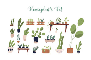 Houseplants, flowers in pots set, a Decorative Illustration by Good Studio