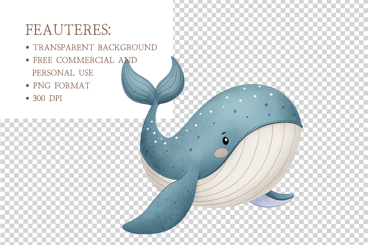 Watercolor Cute Sea Animals Clipart, an Illustration by MockupWizard (Photo 5 of 6)