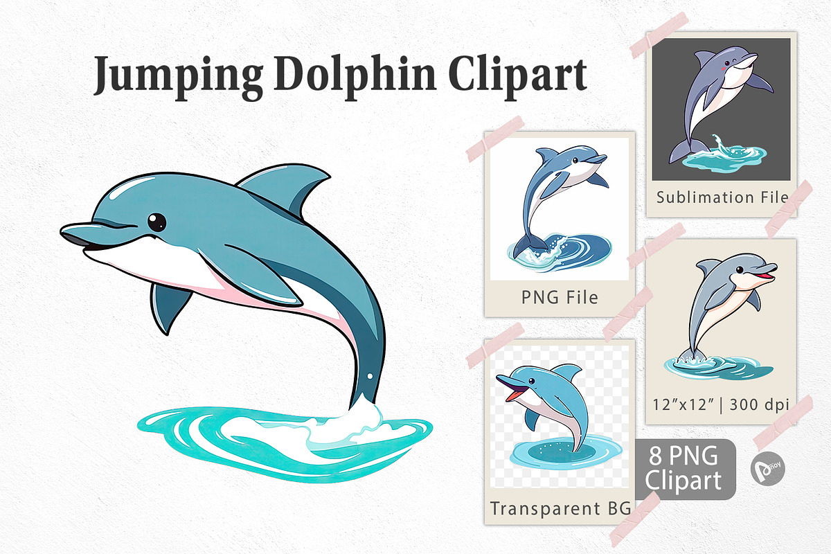Jumping Dolphin Clipart, a Graphic by Artnoy (Photo 1 of 5)