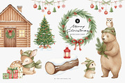 Merry Christmas Watercolor Clipart, a Seasonal Illustration by Primrose Blume (Thumbnail 1 of 2)