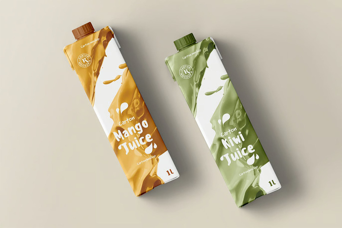 Juice Carton Mock-up, a Packaging Mockup by zippypixelstudio (Photo 3 of 14)