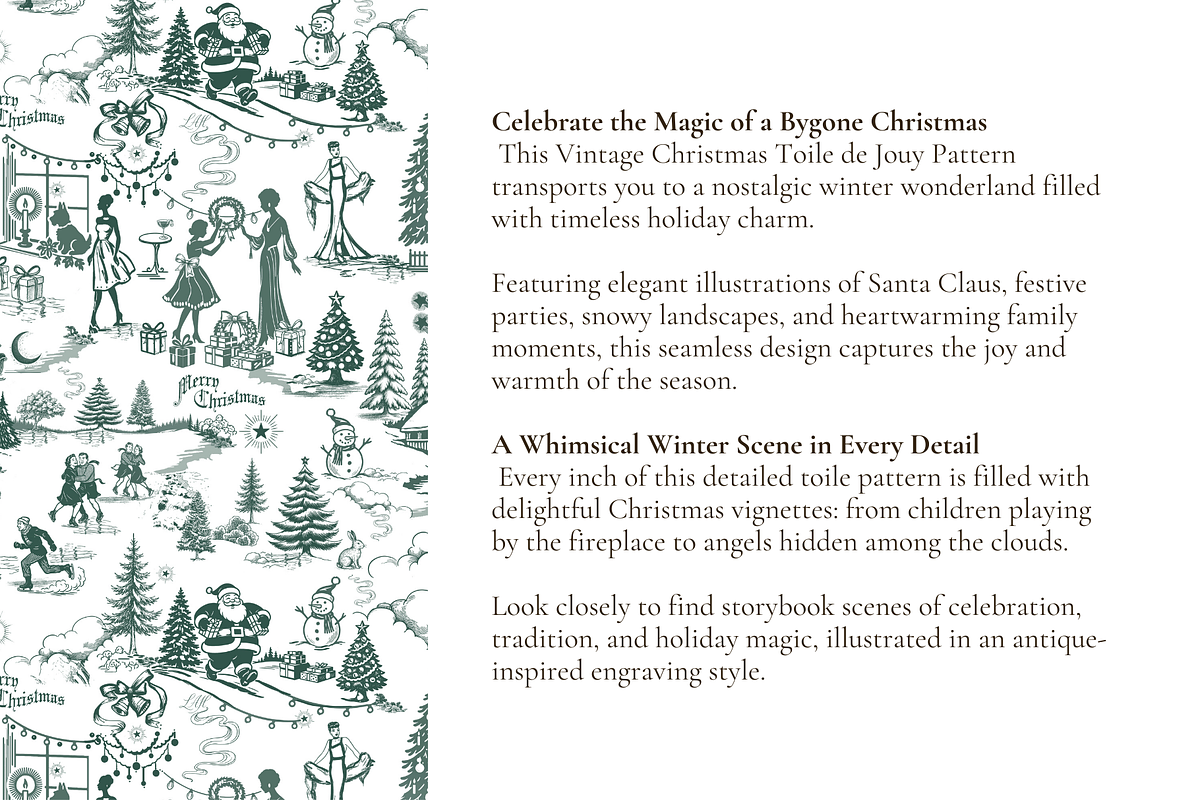 Vintage Christmas Seamless Pattern, a Background Graphic by Hughes Studio (Photo 3 of 8)