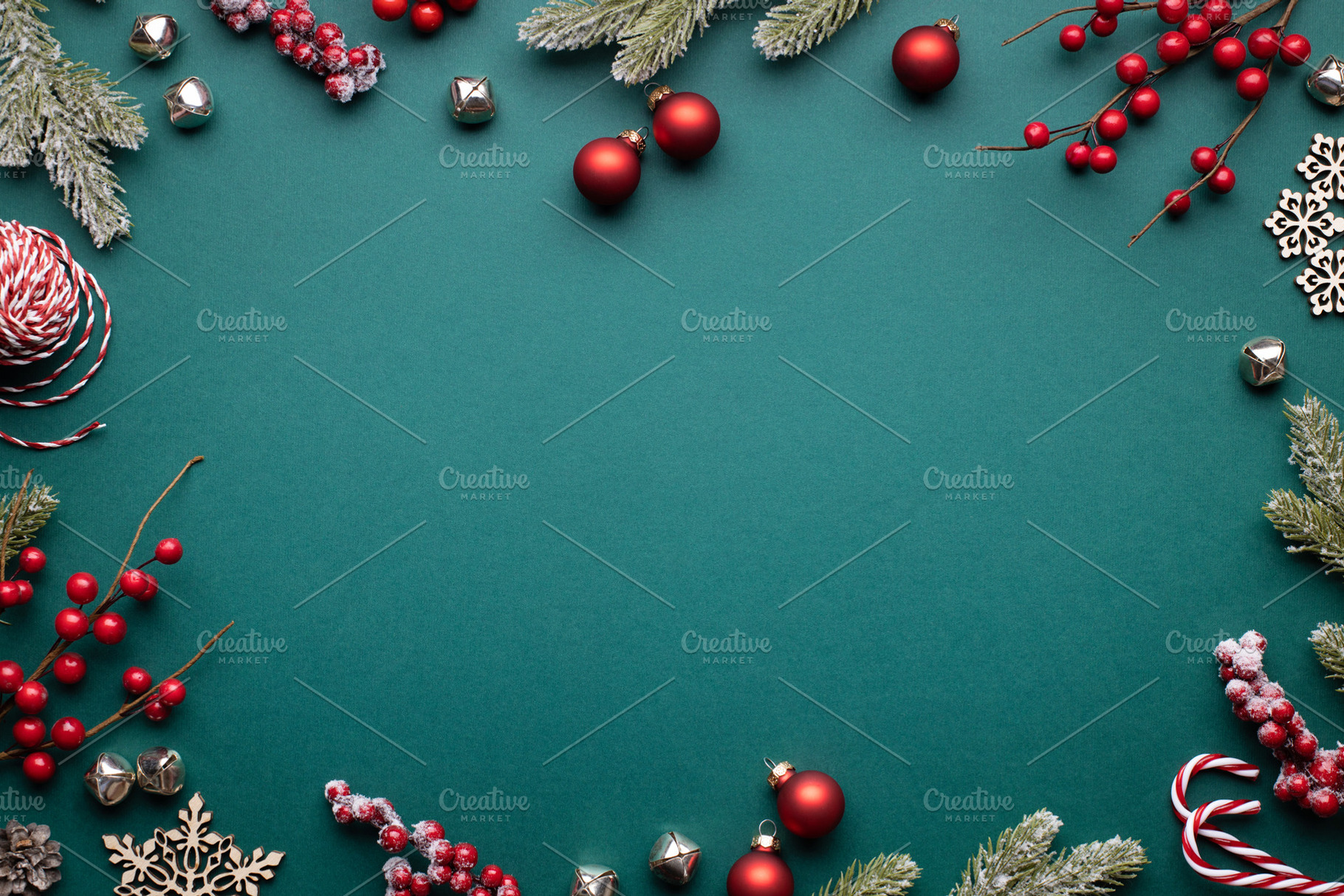 Christmas frame with classic red dec, a Holiday Photo by Olga_Z