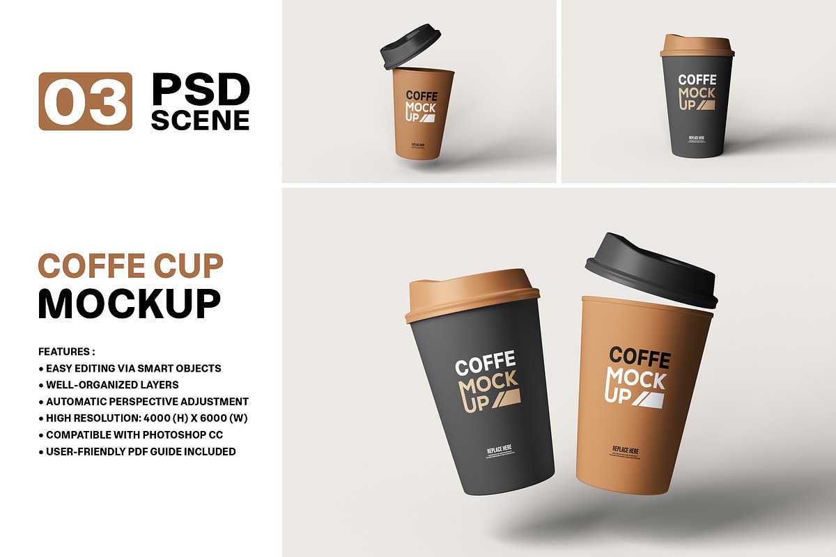 Coffe cup mockup sets, a Cups & Container Mockup by LOGTURNAL (Photo 1 of 4)