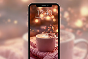 Cozy Coffee Latte Phone Wallpapers, a Wallpaper Graphic by Kalindiprints (Thumbnail 2 of 6)