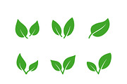 Set glyph icons of eco leaf, a Solid Icon by motorama (Thumbnail 1 of 2)