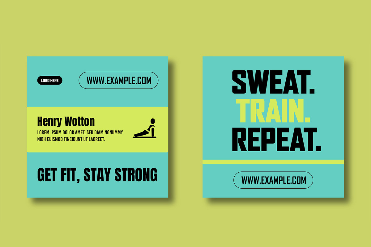 Fitness Social Media Post Set Design, a Social Media Template by MightyDesign (Photo 4 of 8)