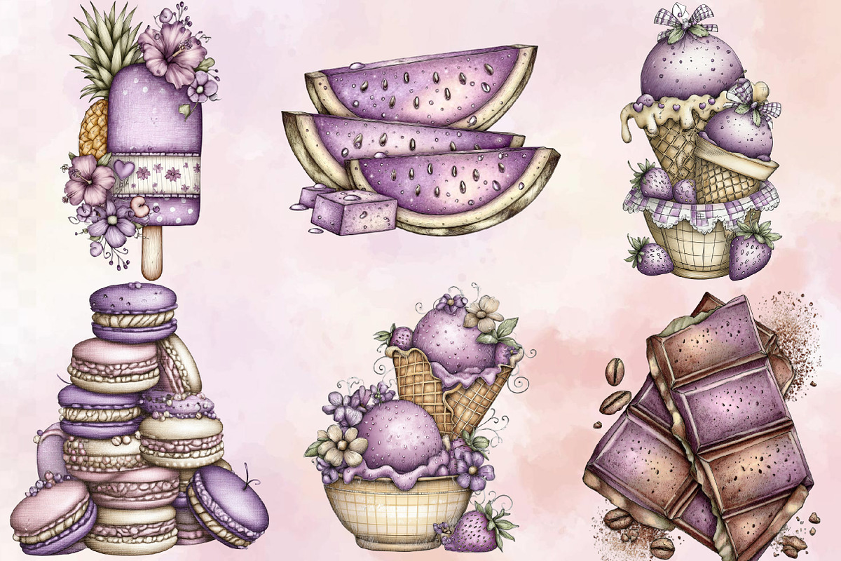 Whimsical Summer Sweet Treats Clipar, an Illustration by SVGArt (Photo 2 of 9)