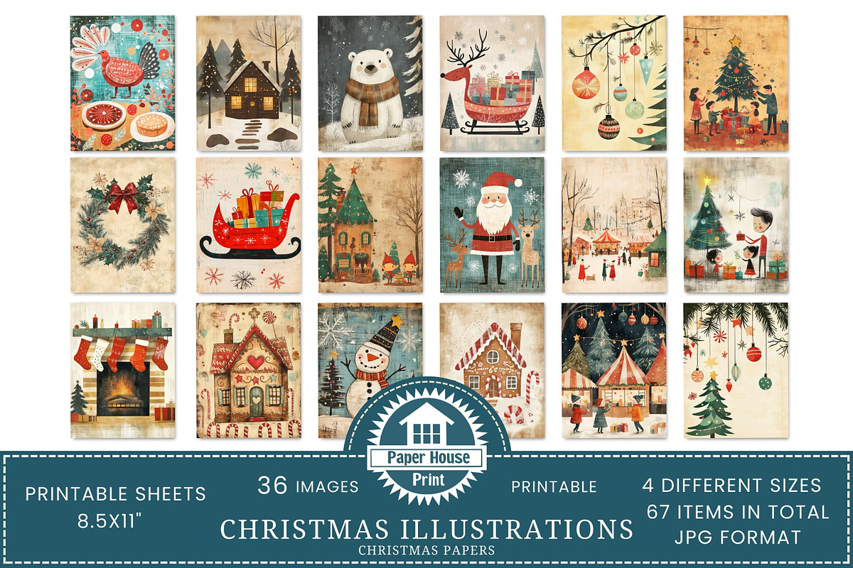 Whimsical Cute Christmas Papers, an Illustration by NiiiNArt (Photo 3 of 8)