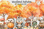 Watercolor Woodland Autumn Clipart, a Seasonal Illustration by Rose Art (Thumbnail 1 of 9)