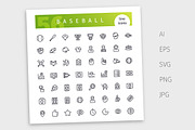 Baseball Line Icons Set, an Outline Icon by Voysla's Shop (Thumbnail 4 of 4)
