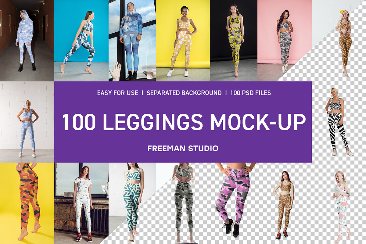 100 Leggings Mock-Up Set, a Bottom Mockup by Freeman Studio (Photo 1 of 24)