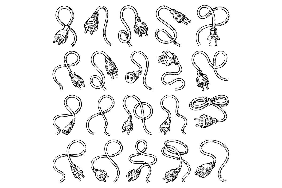 Electrical Plugs and Cable Loops, an Object Graphic by RT Studio