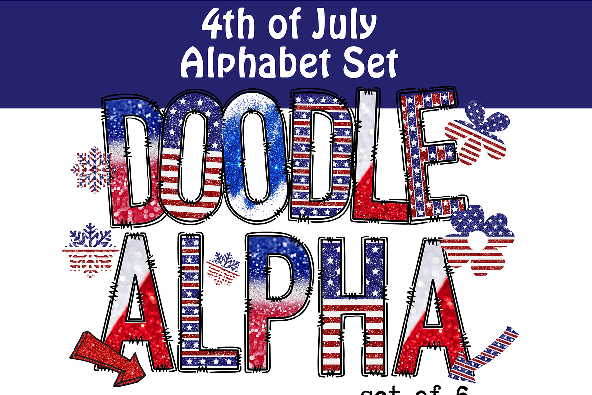 4th of July Doodle Alphabet PNG, a Graphic by RoxyStudioCo (Photo 1 of 7)