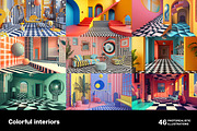 Colorful interiors. 46 images, a Decorative Illustration by Handmadefont (Thumbnail 6 of 11)