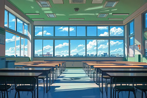 Brightly lit classroom setting with, a Photo by Iftikhar Alam
