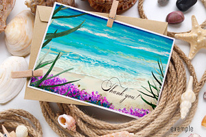 Watercolor Beach Landscape Clipart