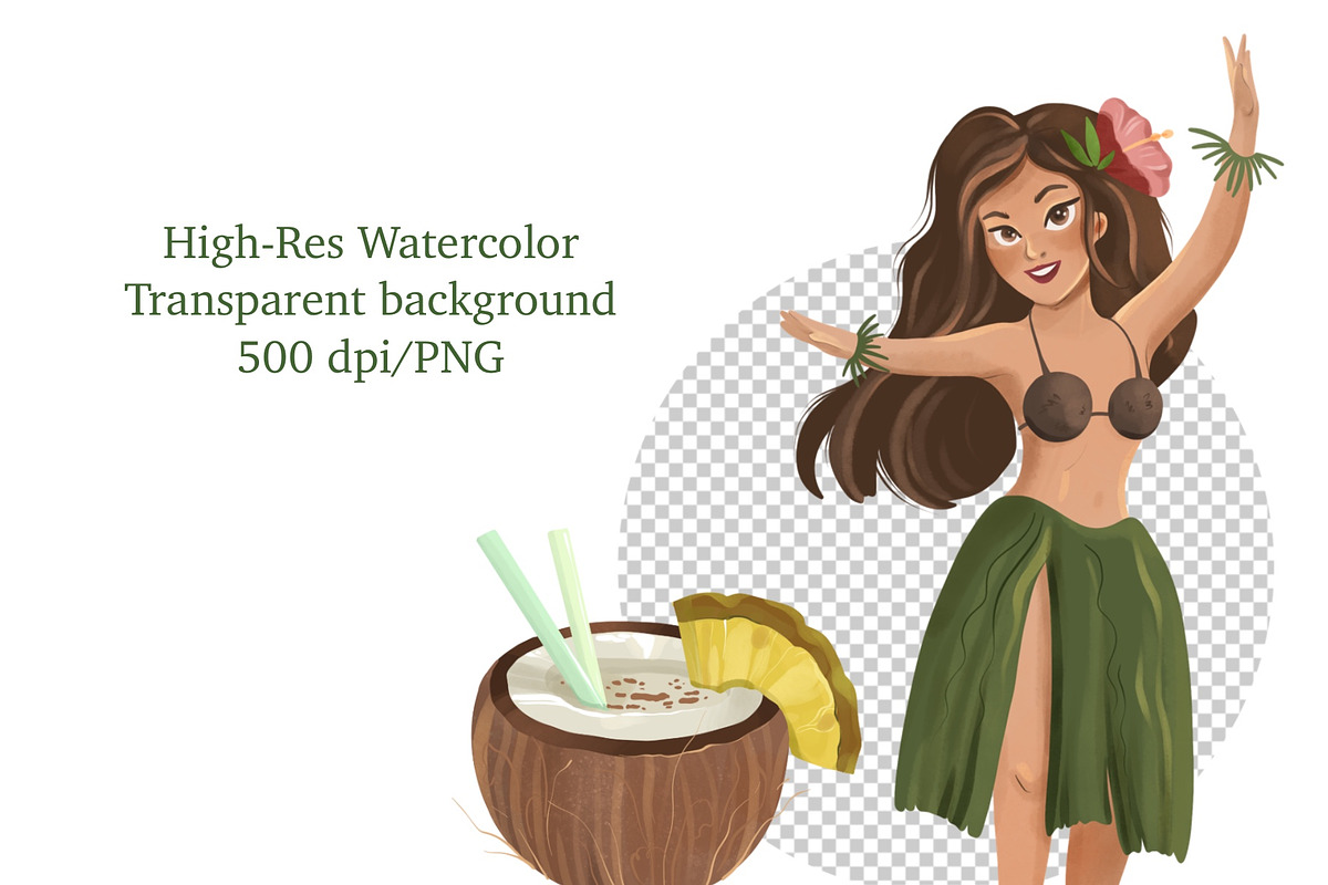 Aloha Hawaii Clipart, Luau party, an Object Illustration by ArtGiftsStudio (Photo 4 of 4)