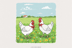 Country Farm Chickens PNG, Cute, an Illustration by SharpMarketplace