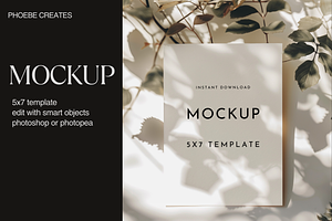 Leaf Shadow 5x7 Mockup – PSD Templat