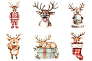 Funny Cute Christmas Reindeer Bundle, an Illustration by DreamArtGraphic (Thumbnail 4 of 5)