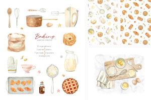 Baking at home - watercolor clipart