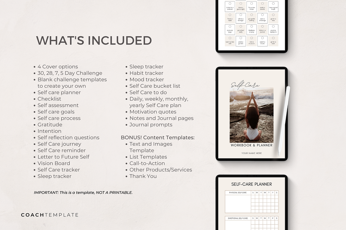 Self Care Planner Journal Template, a Marketing Template by COACHTEMPLATE (Photo 7 of 13)