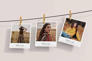 Polaroid Photo Mockup on Rope, a Product Mockup by graphypix