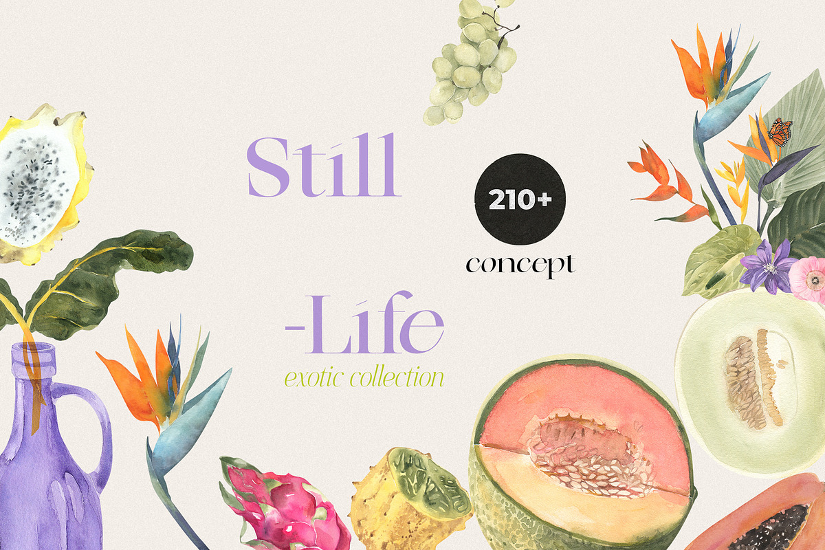 STILL LIFE tropical floral fruit, a Food Illustration by Lana Elanor (Photo 1 of 12)