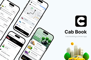 Cab Booking App | Cab Book, an UI Kit Template by Opus LabWorks