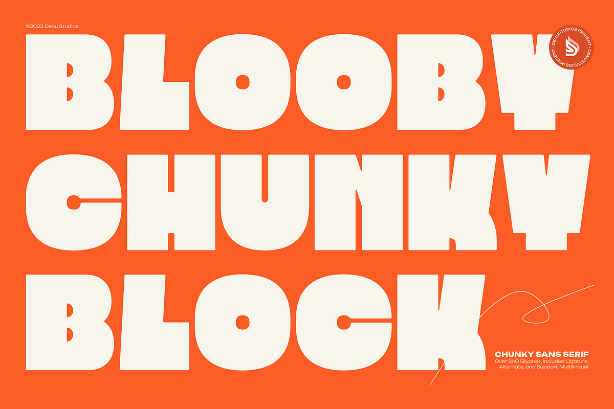Blooby Chunky Block Sans Serif, a Sans Serif Font by Denustudios (Photo 1 of 12)