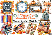 Autumn Back to School Clipart, an Illustration by DreamCafeArt (Thumbnail 1 of 7)