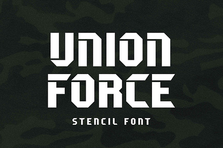 Union Force - Stencil Font, a Font by Almarkhatype