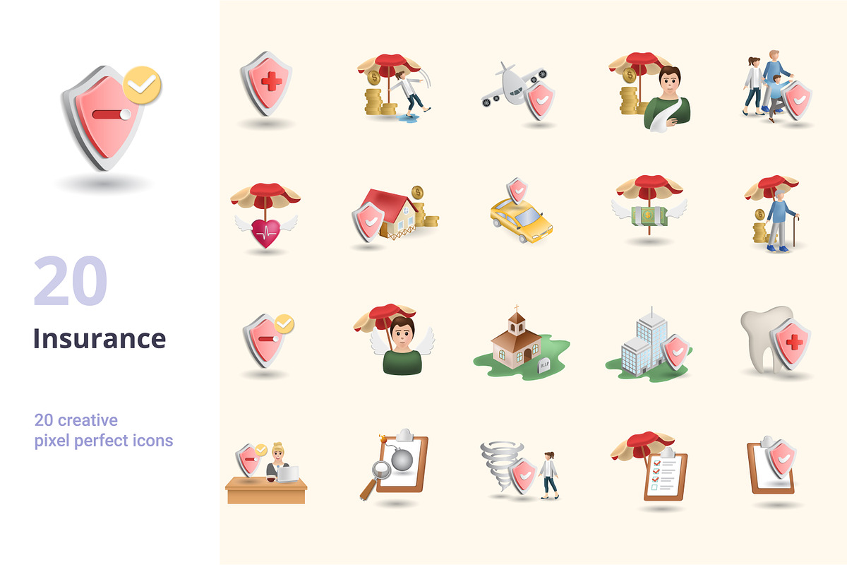 Insurance 3D Icons Set Bundle, an Object Graphic by Aimagenarium@gmail.com (Photo 1 of 21)