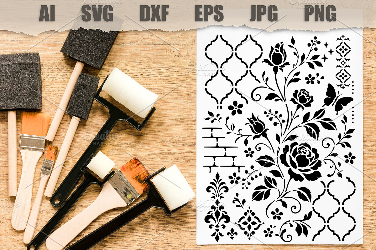 Stencil Floral Rose Ornament, an Object Illustration by MARYCRAFTIRIA (Photo 2 of 3)