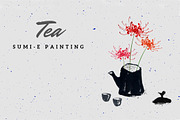 Sumi-e ink painting. Tea ceremony., a Food Illustration by Elina_Li (Thumbnail 1 of 17)