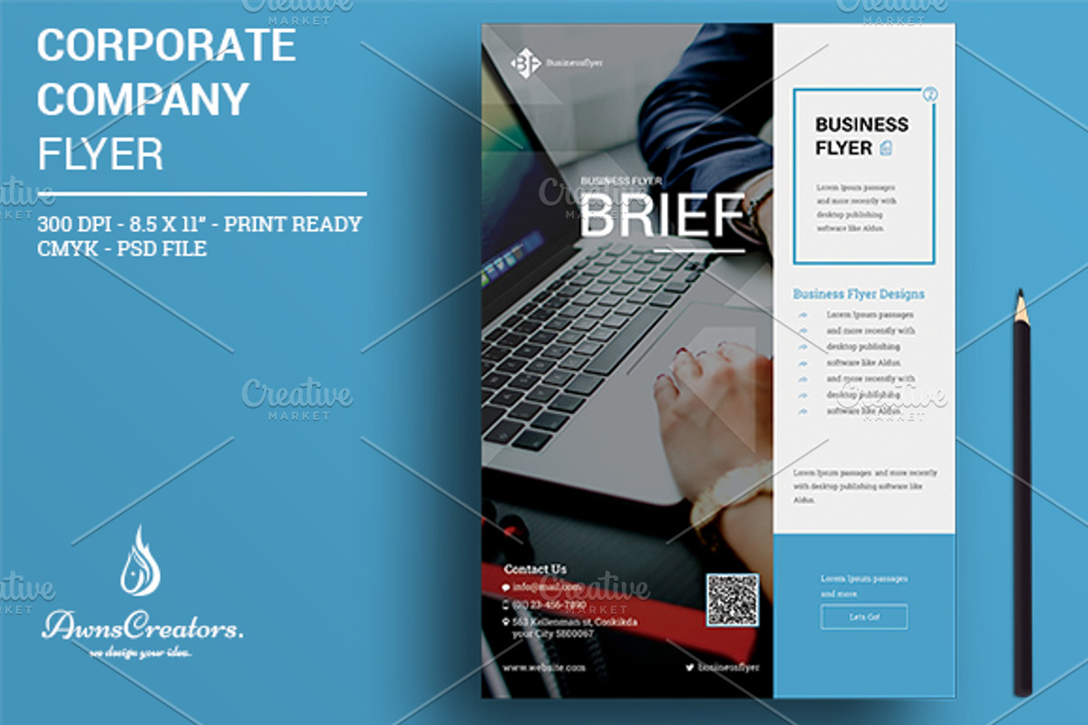 Corporate Company Flyer, a Flyer Template by Awns Creators
