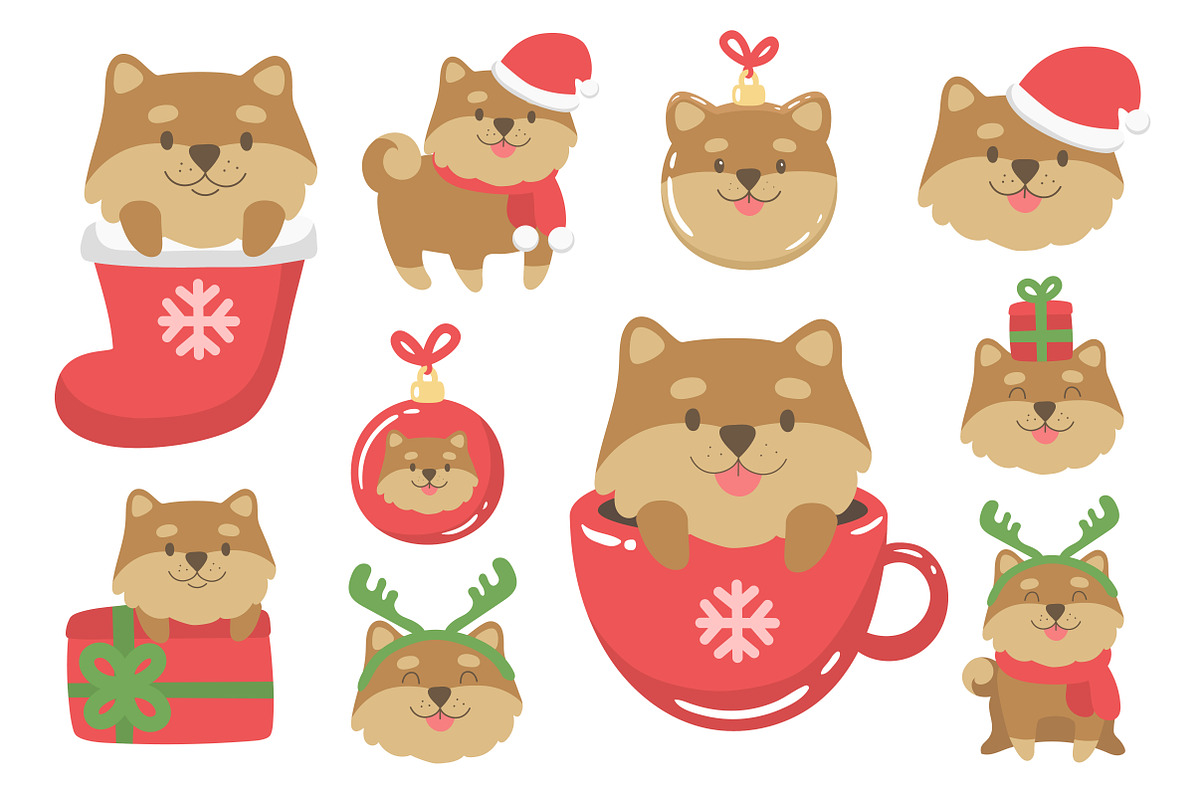 Puppy Christmas Set, an Animal Illustration by Imaginasty (Photo 2 of 3)