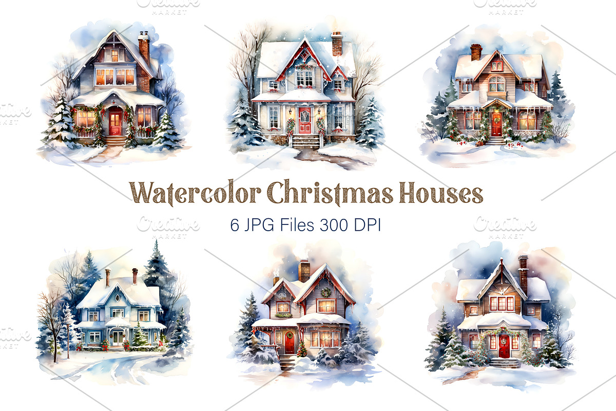 Big Bundle Watercolor Christmas., a Decorative Illustration by KENO Mascots (Photo 10 of 10)