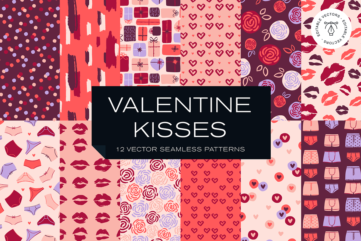 Valentine Kisses Pattern Collection, a Pattern Graphic by Rxmi Studio (Photo 1 of 9)