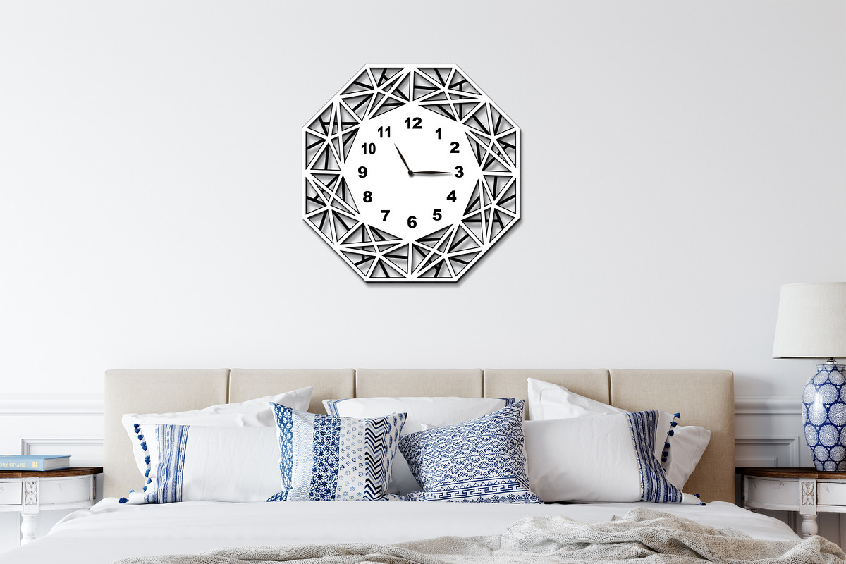 CLOCK WALL POLYGONAL Multilayer File, a Templates & Theme by LaserCutano (Photo 5 of 5)