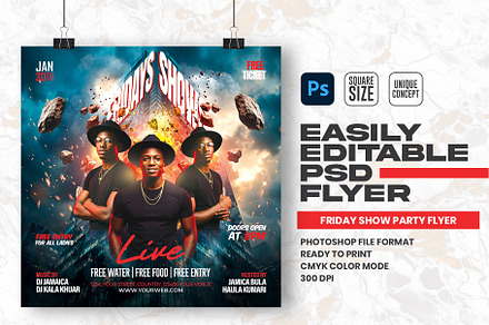 Friday Show night party Flyer Design, a Flyer Template by Shajib Shikder